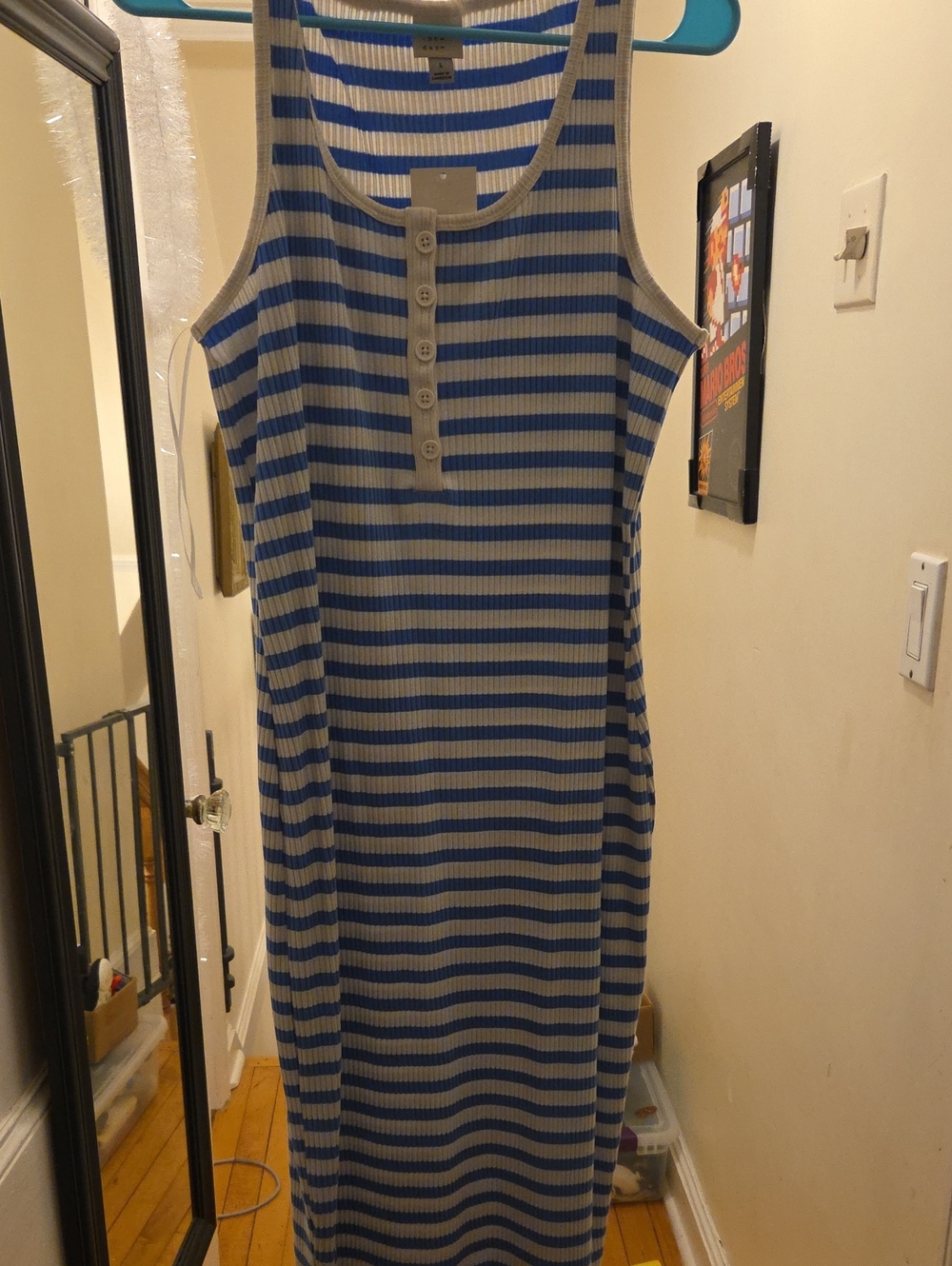 a new day Blue and Cream Striped Tank Maxi Dress